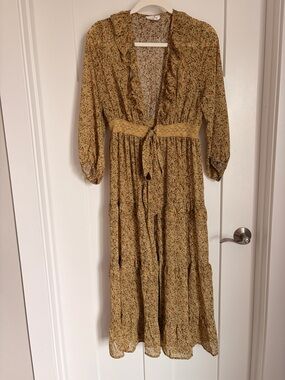 Heyson mustard green floral duster